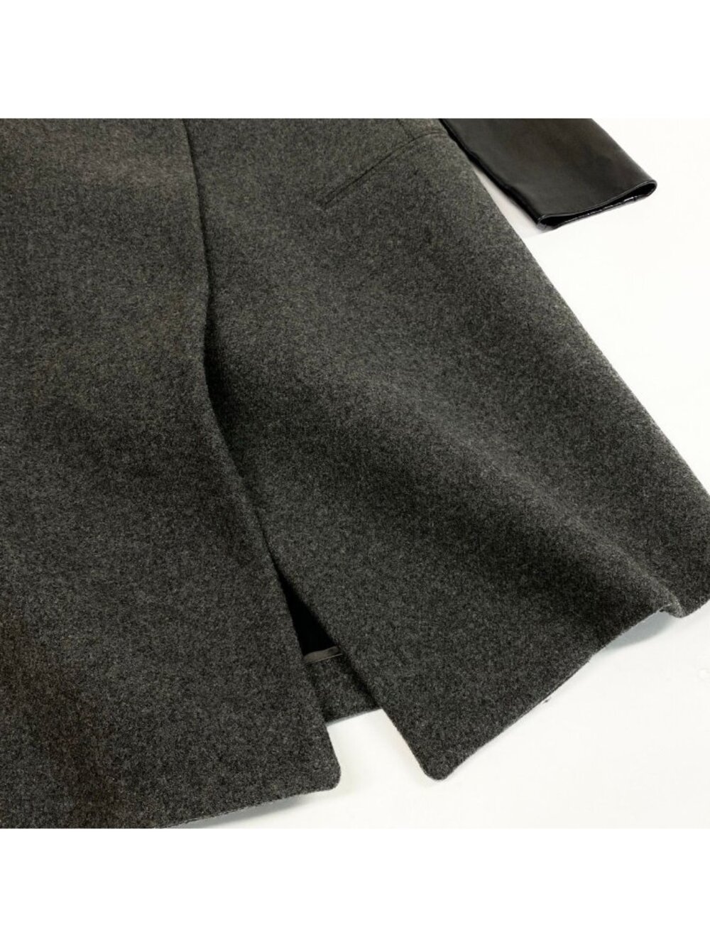 Celine Phoebe Philo Era Crombie Coat Leather Switch Gray Black - Picture 6 of 9